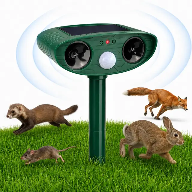 Katzenschreck Ultraschall Wasserdicht Solar Tiervertreiber mit einem Bewegungsmelder für Garten Ultraschall Abwehrmittel 8m Reichweite für Katzen Hunde Mäuse Vögel Marder