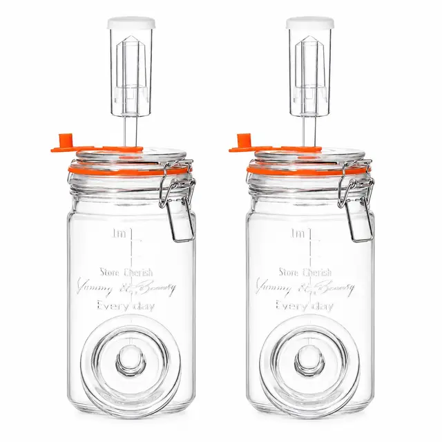 Glolaurge Fermentierglas-Set 1,2 L mit Glasgewicht (2er-Set)