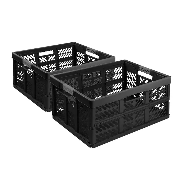 PAFEN Klappbox 45L stapelbar 2er-Set Schwarz