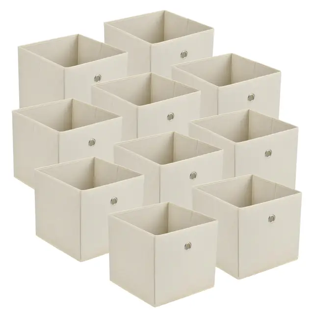 en.casa Faltbox 10er-Set Vliesstoff Organizer 30x30x28 cm Beige