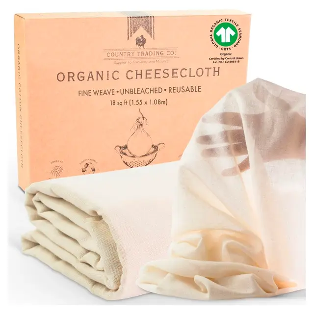 Käsetuch aus Bio-Baumwolle (GOTS-zertifiziert), ungebleicht – wiederverwendbares feines Passiertuch/Seihtuch, 1,5 x 1 m – Cheesecloth für Käse, Joghurt, Nussmilch & Saft