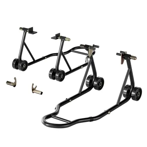 SPECSTAR Motorrad Montageständer Set 400 kg, Motorrad Ständer U+L Typ für Reifenbreite 23-31cm,Schwarz