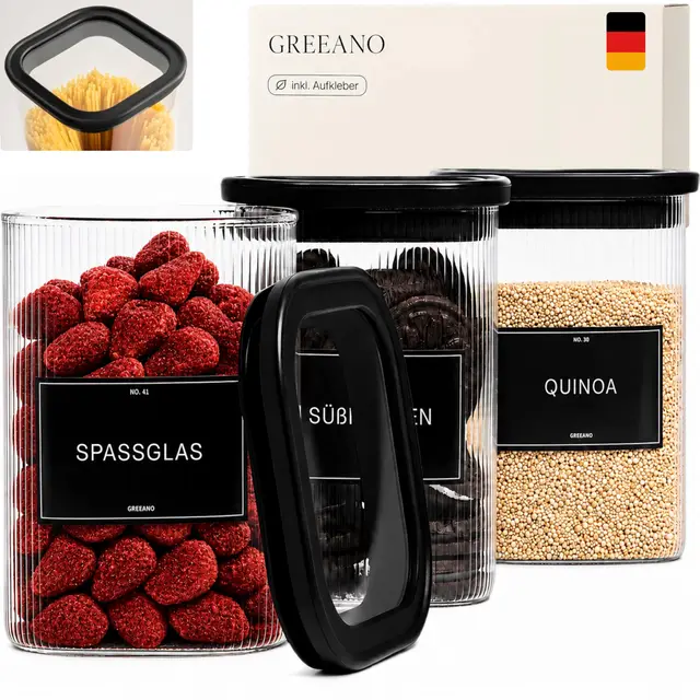 greeano riffel vorratsglas eckig 1000ml