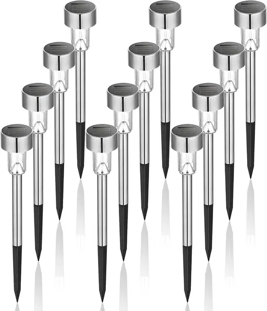 GIGALUMI Solarlampen für außen, Solarleuchten für Garten, 12 Stück, wasserdichte Solar Gartenleuchten für außen Garten, Balkon, Terrasse, Rasen, Wege (kaltweißen)