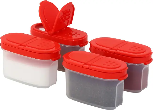 SIGNORA WARE Premium Gewürzboxen Aufbewahrungsboxen für Gewürze in groß und klein mit praktischen Streuer aus BPA-Freiem Plastik luftdichtes Vorratsdosen Set für die Küche (4er Pack klein)