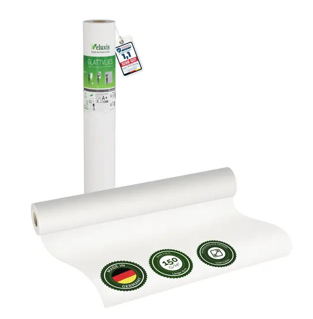 Glattvlies Vliestapete weiß – Renoviervlies Untertapete, 25,00 m x 0,75 m, 150g/m², überstreichbar, rissüberbrückend, formstabil