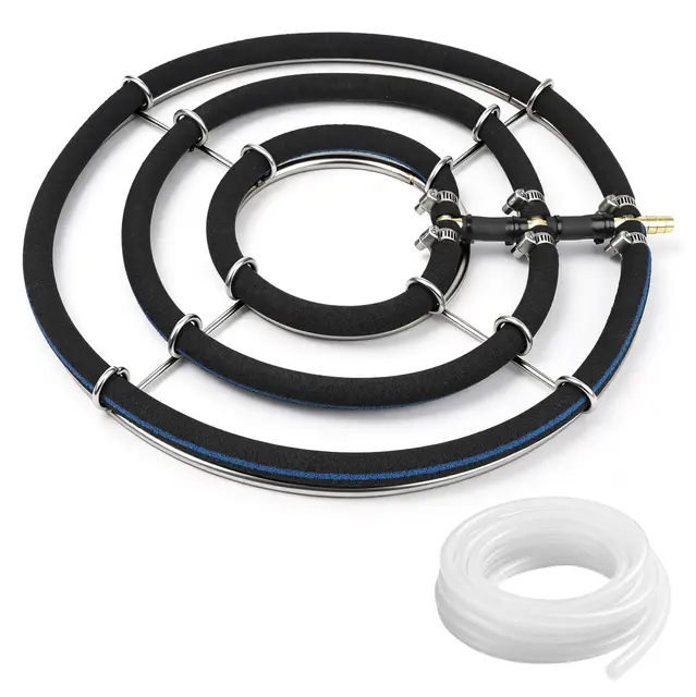 Belüfterring Koi Teich Belüftung Sauerstoff φ35cm, Belüftungsring 3-in-1 Ringe teichbelüfter für große teiche, Rohrdurchmesser 8mm, Teichbelüfter mit φ9mm Schlauch 5m, für Gartenteiche, Aquarium