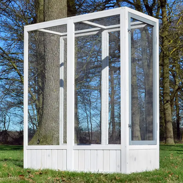 zooprinz Premium XXL Vogelvoliere mit Sitzstange – aus hochwer-tigem Vollholz und verzinktem Draht – witterungsbestän-dig und langlebig – Auslauf erweiterbar (Auslauf)