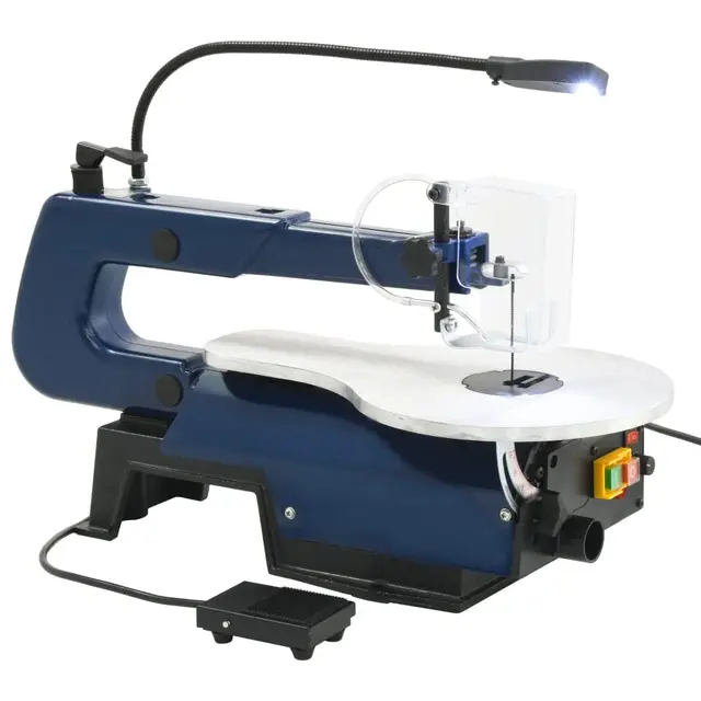 vidaXL Dekupiersäge mit Fußpedal LED-Licht Sägeblätter Laubsäge Feinschnitt Säge Feinsäge Modellbausäge 125 W Schnitthöhe 50 mm Schnitttiefe 406 mm Elektrisch