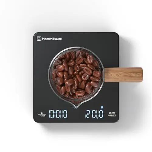 Maestri House Mini Kaffeewaage mit Timer, wiederaufladbare Espresso Waage, 2kg/0,1g Präzisionswaage für Espresso und Pour-Over, tragbare digitale Küchenwaage mit automatischer Zeitmessung