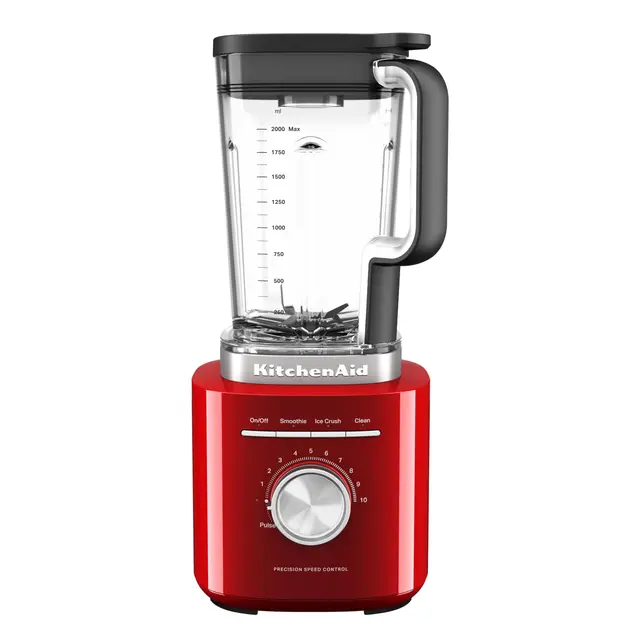 KitchenAid Pure Power Standmixer, 2L BPA-Freier Behälter, 10 Geschwindigkeiten, Eis- & Smoothie-Programm, Asymmetrische Edelstahlklingen, Druckguss-Metallbasis, Empire Rot