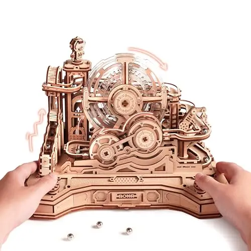 ROKR 3D Holzpuzzle für Erwachsene Murmelbahn Modellbausatz DIY Bastelset Mechanisches Spielzeug Geschenk für Männer Frauen Gear Ball Challenge EGC01