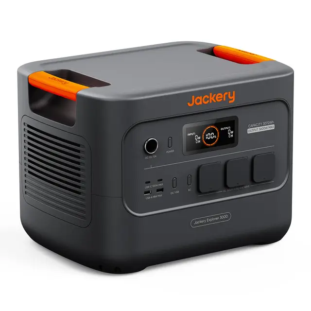 Jackery E3000 v2 Tragbare Powerstation, 3072Wh/3600W (Max 7200W) LiFePO4 Batterie, 1,8h Schnellladung, 2 USB-C PD 100W, Leichter & kompakter Solargenerator für Camping, Wohnmobil & Notstrom