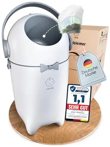 Levias® Windeleimer Baby Mülleimer Geruchsdicht | Windelmülleimer Geruchsdichter Wickeleimer ohne teure Nachfüllkassetten 10L Volumen