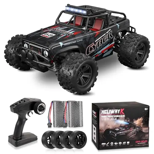Ferngesteuertes Auto - 1:18 Scales High Speed 40KM/H RC Auto 4WD Offroad-RC-Truck 2 Batterien 2.4GHz All-Terrain-Spielzeug Wiederaufladbar Fast Cars Für Kinder und Erwachsene - Schwarz