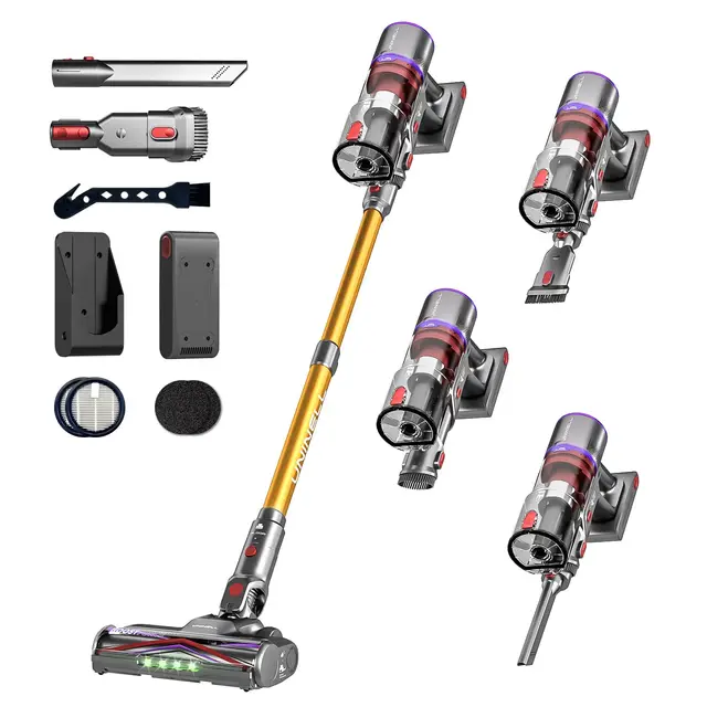 UNINELL HOME Akku Staubsauger 50000Pa/580W/70Min, Staubsauger Kabellos Selbstladender mit LED Touchscreen/Anti-Tangle-Bürste, Super Leise akkustaubsauger, für Hartböden Teppiche Tierhaare