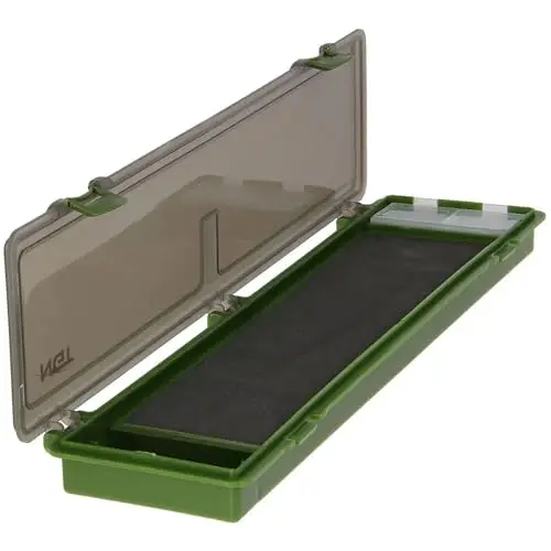 34,5 x 9 x 2,5 cm große, grüne Aufbewahrungsbox aus Kunststoff mit Angelhaken zum Karpfen-/Süßwasserangeln von NGT