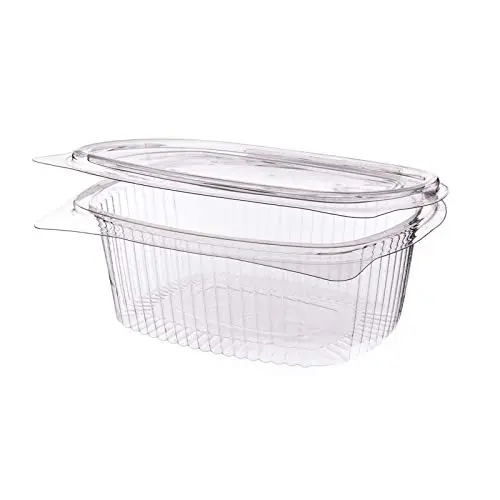 300 x Salatschale transparent oval 1.000 ml | Feinkostbecher XXL To-Go | mit Klappdeckel