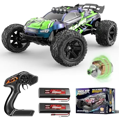1:10 Großes RC Auto 18 Zoll, schnelles ferngesteuertes Auto, 45+ km/h RC Offroad Elektro-Truck, inkl. 2 wiederaufladbare 2600-mAh-Akkus, RC Autos für Erwachsene & Jungen