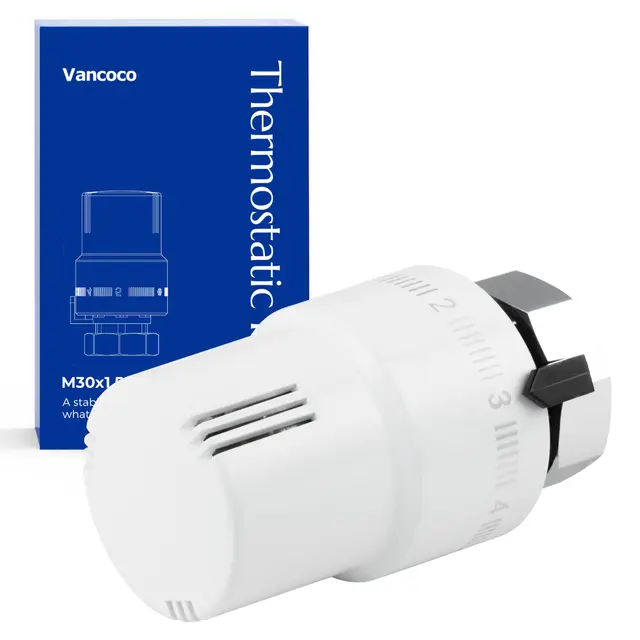 VANCOCO Thermostatkopf Heizkörperventil M30×1,5 mm Weiß