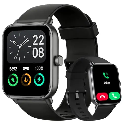 Smartwatch Herren 1.85" Smart Watch mit Alexa, Herzfrequenz/SpO2/Kalorien/Stress- und Schlafmonitoring, IP68 Wasserdicht Sportuhr mit Telefonfunktion, 100+ Sportmodi Fitnessuhr für Samsung Android iOS