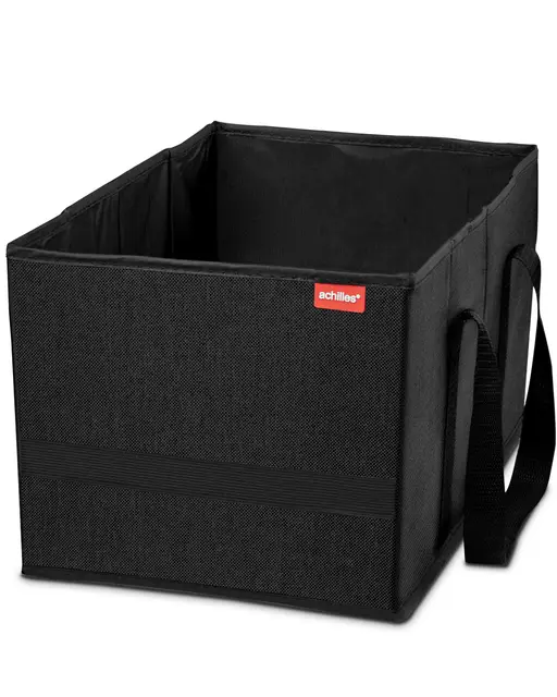 achilles Einkaufstasche faltbar, Smart-Box zum Einkaufen, Tragetasche, Aufbewahrungs-Organizer, Picknickkorb, Transportkiste, Tragekorb, Wieder verwendbare Einkaufsbox, schwarz, 37 cm x 23 cm x 21 cm