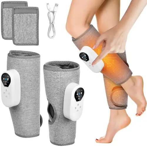 Onherm 2-Stück Bein- & Wadenmassagegerät mit Heizeffekt, Luftkompression, 3 Massagemode, 20-minütige Zeitgesteuerte Entspannung
