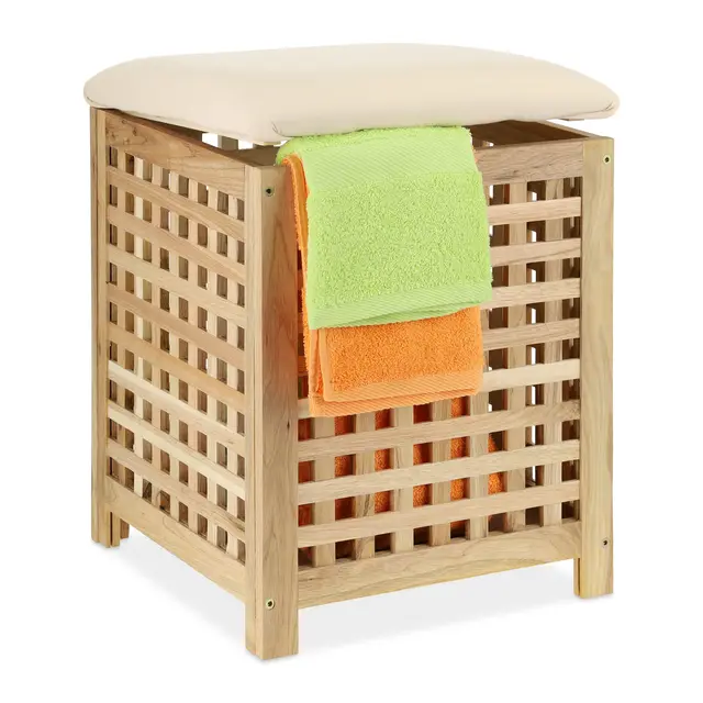 relaxdays wäschekorb mit sitz