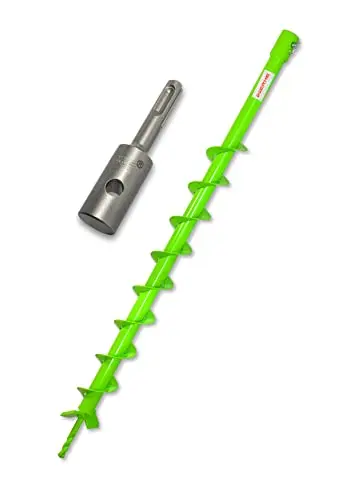 WERHE Erdbohrer für bohrmaschine mit SDS Plus adapter ⌀60 mm, 80cm länge – Brunnenbohrer, Baumpflanzung, erdlochbohrer, Pfahlbohrer, Durchlässenbohrer – Präzise Bohrspitze und Hartmetallklingen