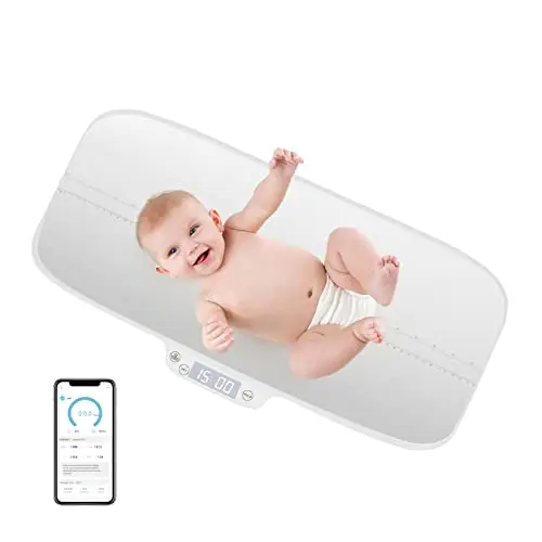 GOPLUS Digitale Babywaage, Smarte Babywaage mit App, Halte- und Tarafunktionen, LED-Anzeige, Multifunktionale Haustierwaage, Wiege für Baby & Haustier, Maximalgewicht 30 kg