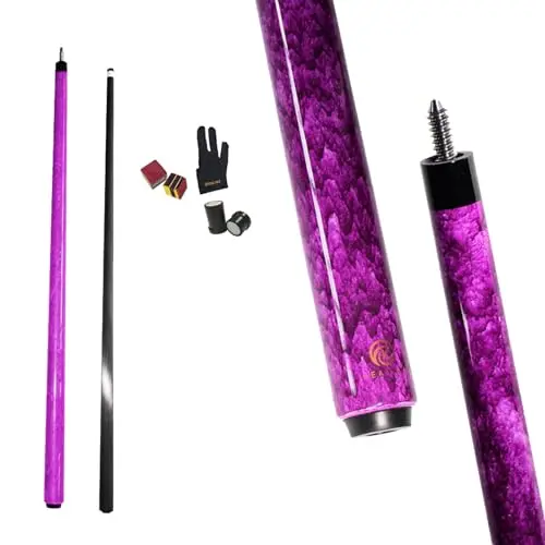 OKHEALING Billardqueue Carbon T700 Kohlefaser 142 cm XTC 12 mm Spitze Billardzubehör 1/2 Gelenk, handgefertigt, gerade für 8-Ball/9-Ball, 510-567 g
