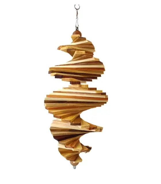 Dokkodo Windspiel Holz Spirale Ø 14,5 cm Massivholz handgefertigt