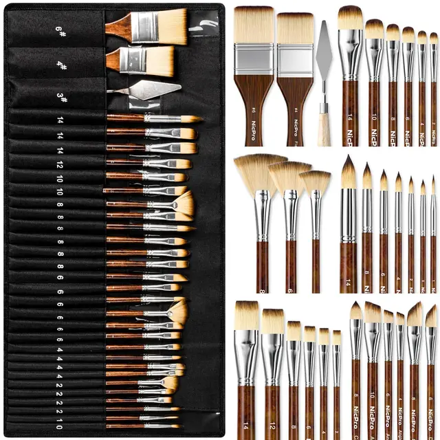 nicpro 30 tlg pinselset acryl aquarell