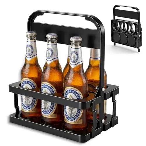 Flaschenträger für 6 Flaschen 32×23×28 cm Flaschenträger Kunststoff mit Griff, Faltbarer Bierträger Klappbar, Getränkekorb, Flaschenkorb 6 Flaschen für Wasser, Bier & Softdrinks Küche & Keller