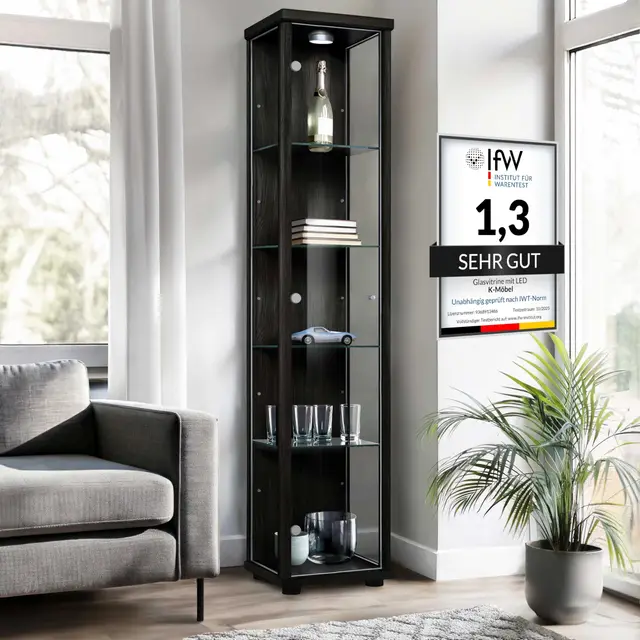 k-möbel glasvitrine stehend 176cm