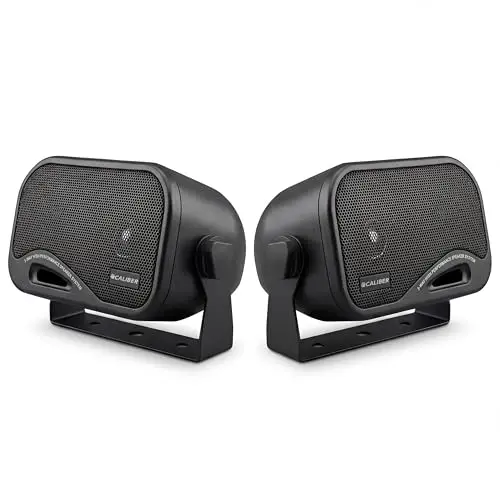 Caliber CSB2 Aufbaulautsprecher Auto (Set) - 3-Wege Koaxial System 120W (80W RMS) - Universal Lautsprecherboxen mit Halterung für KFZ, Wohnmobil, Oldtimer & Boot - Schwarz