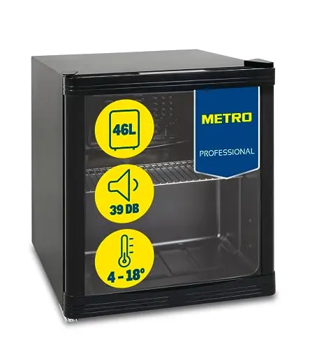 METRO Professional Mini-Kühlschrank GPC1046, 46 L, Edelstahl/Glas