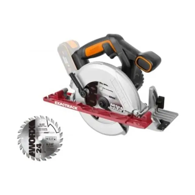 WORX WX530.9 Akku-Handkreissäge – Profi Kreissäge mit Absaug-Adapter – Ideal auch für Schnitte auf Gehrung – 165 mm - PowerShare kompatibel – Wird ohne Akku & Ladegerät geliefert
