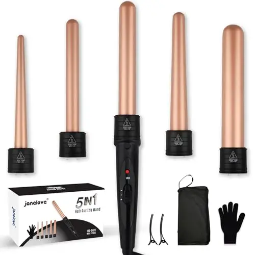 janelove 5-in-1 Lockenstab Set Keramik 10–32 mm Roségold