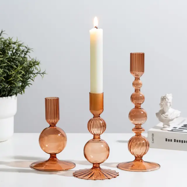 glasseam stabkerzenhalter 3er set braun