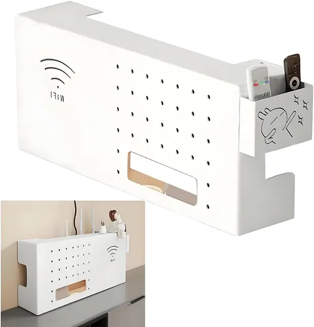 Wandbehang Router Verstecken Regal, Router Regal, Router Aufbewahrungsbox, Wand Router Aufbewahrungsbox, Wandmontage Tv Kabel Organizer Box(White)