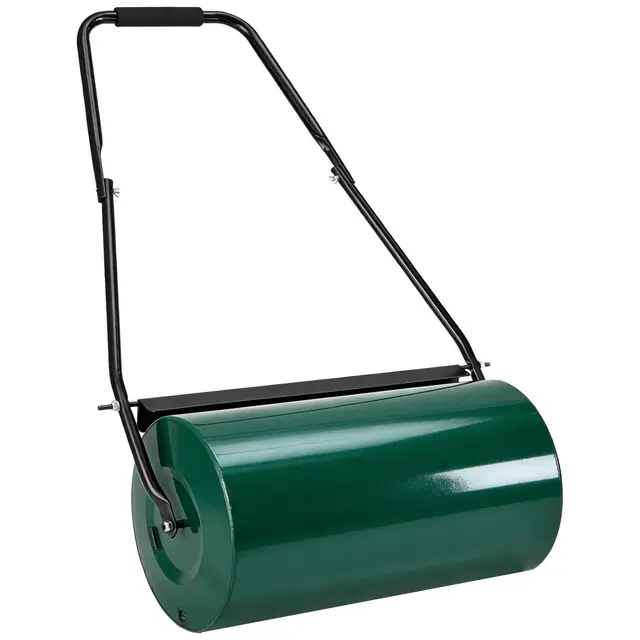 Juskys Rasenwalze Fritz 60 cm 48L / 60 kg, befüllbar mit Wasser / Sand, Schmutzabweiser & Griff Garten Rasen Walze Handwalze Rasenroller Gartenwalze