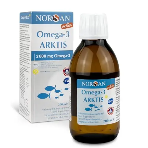 NORSAN Premium Omega-3 Arktis Dorschöl hochdosiert 200 ml - 2.000 mg Omega-3 pro Portion mit Zitronengeschmack-mit EPA & DHA-Premium Öl mit 800 IE Vitamin D3