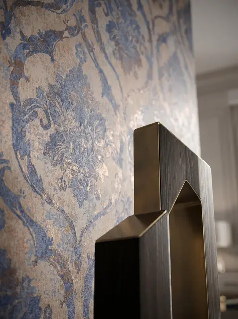 Newroom Vliestapete Blau mit Barock-Ornament für Wohnzimmer und Schlafzimmer - Strukturierte Vinyl Mustertapete Metallic 10,05x0,53m Made in Germany Akzentwand klassisch elegant im Altbau-Look