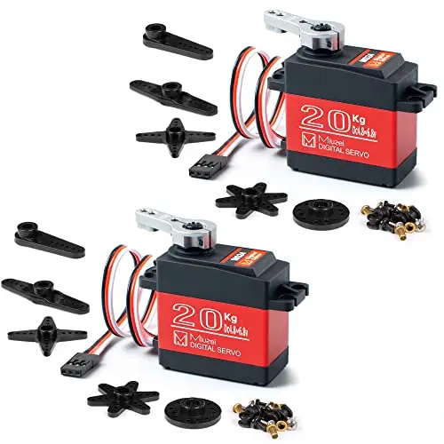 Miuzei 270° Digital RC Servo Motor 20KG Wasserdicht Servo Modellbau Lenkung mit Metallgetriebe für RC Modelle, Starrflügel, Auto, Roboter und Intelligenten DIY (2 Stücke)