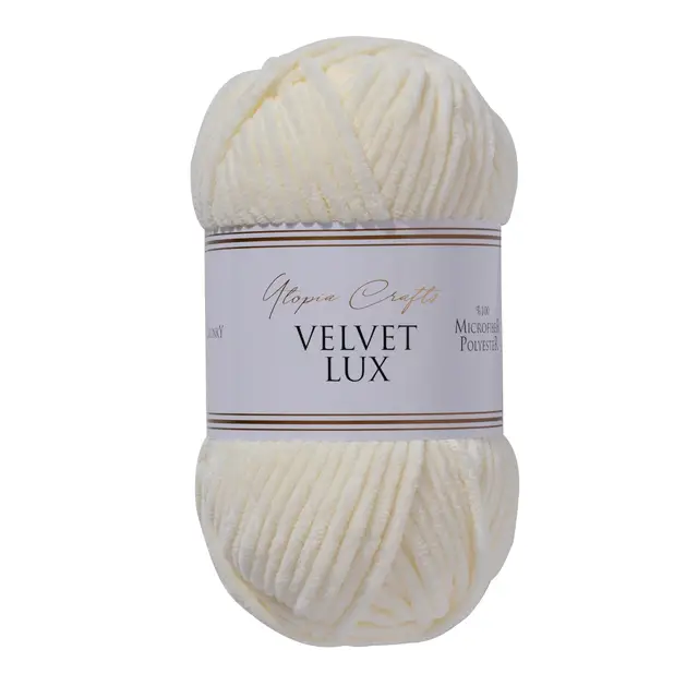 Utopia Crafts Velvet Lux Chenille-Garn, superweich, grob, zum Stricken und Häkeln, 100 g – 110 m, Elfenbein