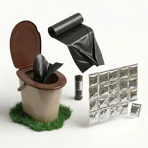 Plastard Campingtoilette Komplett-Set 24 Liter - Inkl. 20 Toilettenbeutel & 25 Gel-Packs - 120kg Tragkraft