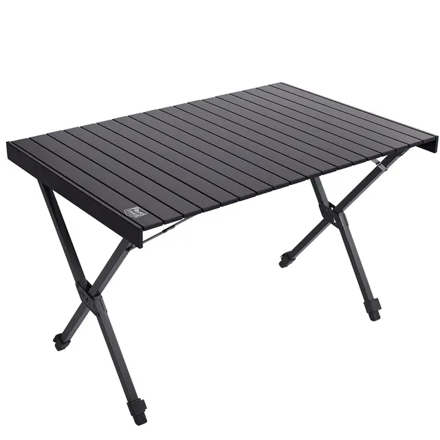 TIMBER RIDGE Campingtisch Klappbar Höhenverstellbar Klapptisch Camping Falttisch Tragbar Aluminium mit Tasche für Picknick Kochen Garten Wandern Reisen 108x71cm - Schwarz