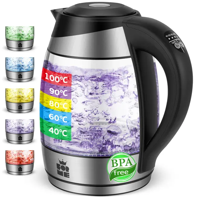 FOR ME FKG-458 Glas-Wasserkocher mit Teesieb 1,8 L