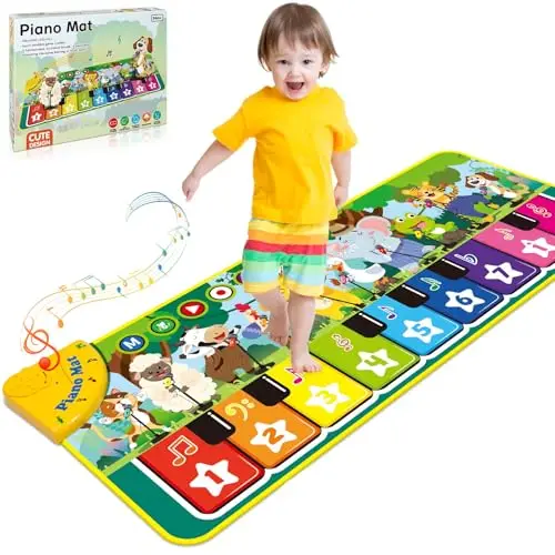 Gralal Klaviermatte Baby Spielzeug Ab 1 2 Jahre, Musikmatte 10 Tierlaute Und 9 Klaviertasten Kinderspielzeug Ab 1-3 Jahre, Geschenk 1 2 Jahr 1. Geburtstag Junge Mädchen Schlagwerk & Klaviere